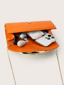 REMANLAND Vintage Solid Color Clutch, Versatile Mini Wallet, Fashion Handbag, Suitable For Weddings, Parties, Evenings, Dinners And Other Occasions - Orange - View 5
