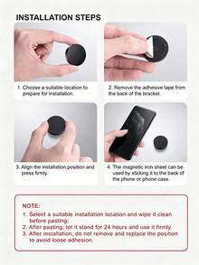 2pcs/1pc Car Round Magnetic Phone Holder, Strong Magnetic Car Mount, Multi-Angle Adjustable, Dashboard Adhesive Installation, Convenient For Driving Navigation And Calls, No Obstruction Of View, Magnetic Design For Quick Access - A - View 6