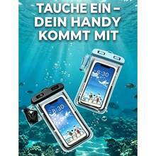 Wasserdichte Handy-Tasche, hochtransparenter PVC-Material, geeignet für Schwimmen, Tauchen und Strandurlaub. In Schwarz und Blau erhältlich, kompatibel mit Handys unter 7,2 Zoll. - Blau + Schwarz - Übersicht 4