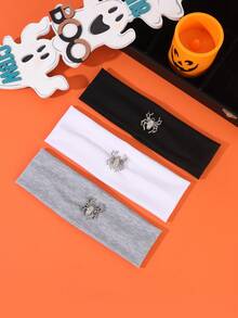 1pc Personalized Metal Spider Wide Elastic Hairband, Comfortable Halloween Theme Outfit Party Decoration Headband - Multicolor - View 3
