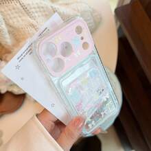GUCADI Transparent Ribbon Bow Card Holder Phone Case, Compatible With Apple 17pm, 18 Full Coverage Soft Shell, 16 Transparent, 15 Korean Sweet Style, Girly, Creative, Geometric, Niche, Soft Girl, Ins Style - Clear - View 8
