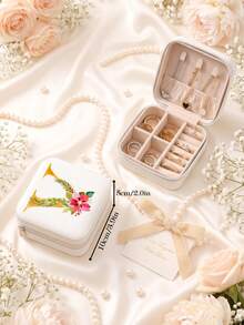Kotak Penyimpanan Perhiasan Portabel Kecil dari Kulit PU untuk Anting-anting, Kalung, Cincin, dan Gelang Wanita - Kotak Perhiasan Bunga yang Elegan - View 19
