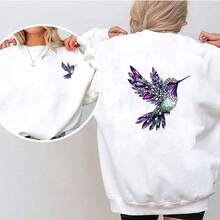 1/2/3PCS Gemstone Rhinestone Purple Green Hummingbird Heat Transfer Iron-On Patch, Luxury Crystal Bird Iron-On Sticker, DIY Decoration For T-Shirt, Hoodie, Pillow, Fabric Bag Patch - Multicolor - View 5
