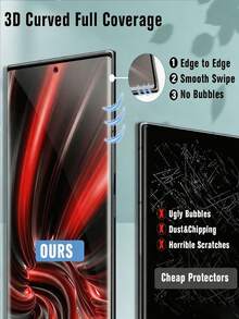 2Pcs 3D Curved HD Tempered Glass Film Full Coverage 9H Hardness Explosion Proof Anti Scratch Phone Screen Protector Compatible With Samsung Galaxy/Compatible With Huawei/Honor/ Reno/Compatible With OnePlus/Compatible With Xiaomi/ Note 15 14 13 Pro+ 4G 5G No Bubble Automatic Adsorption Protective Film - Clear - View 11