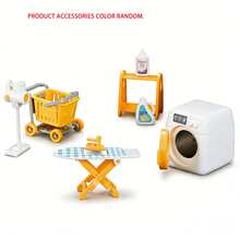 Set Aksesori Ruang Cuci Miniatur Rumah Boneka, Mainan Rumah Tangga untuk Bermain Peran Anak-Anak dengan Mesin Cuci, Setrika & Penyedot Debu, Set Mainan Rumah Boneka Lengkap untuk Anak-Anak (WARNA AKSESORI PRODUK ACAK.) - MultiWarna - View 11