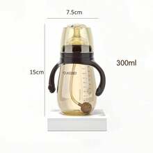 1pc PPSU Baby Feeding Bottle With Handle, Weighted Ball Straw, Training Bottle, 300ml - Coffee Brown - View 10