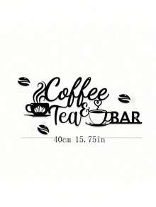 1pc CIFbuy Metal Coffee Bar Wall Decor - Rustic Iron Sculpture With "Coffee Tea Bar" Text And Leaf Pattern, Kitchen, Bar, Cafe Decoration, Unique Gift Idea, High-Quality Craftsmanship Kitchen Decor - Black - View 14