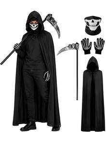1/4pcs Wizard Vampire Cloak Costume, Halloween Role Play Outfit Props Demon Ghost Costume, Suitable For Men And Women Adults - Multicolor - View 1
