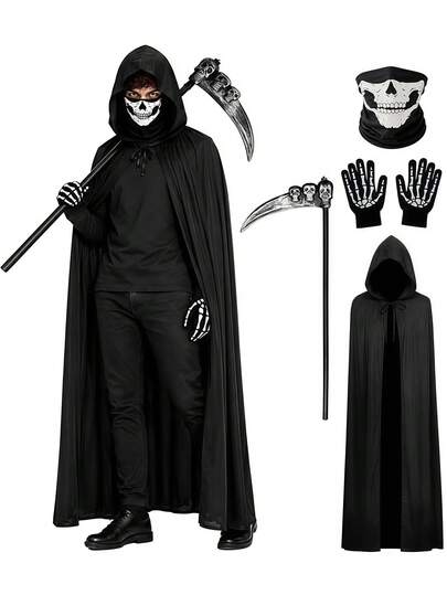 1/4pcs Wizard Vampire Cloak Costume, Halloween Role Play Outfit Props Demon Ghost Costume, Suitable For Men And Women Adults