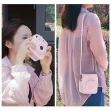 PU Leather Protective Case With Photo Pocket + Adjustable Shoulder Strap, Macaron Color Series Leather Camera Protective Case, Suitable For INstaxMini 11/12/13 Series Camera Protective Shell, Anti-Friction Camera Photography Accessories, Essential For Travel And Outdoor - View 6