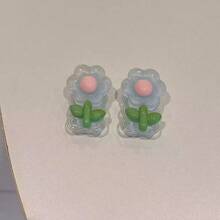 1組甜美花卉數據線保護套，適用於Apple 18W/20W，Ins甜美女孩風，送給朋友的理想小禮物，聖誕禮物 - 透藍色花 - 查看 4