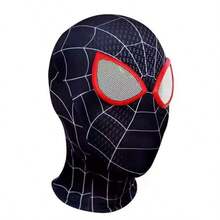 Disney Red & Black Spider Superhero Cosplay Mask, Elastic Soft Breathable Spider Web Print Full Head Cover, Halloween Costume Party Accessory, Couple Party Gift - Multicolor - View 4