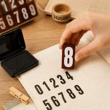 Vintage Wooden Number Stamp 0‑9, Retro Solid Wood Digital Seal, DIY Journal Scrapbooking Planner Decor Stamp Stationery - A - View 3