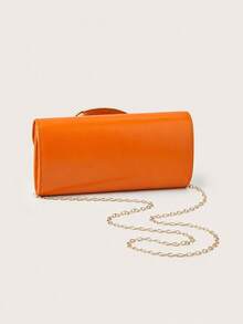 REMANLAND Vintage Solid Color Clutch, Versatile Mini Wallet, Fashion Handbag, Suitable For Weddings, Parties, Evenings, Dinners And Other Occasions - Orange - View 6