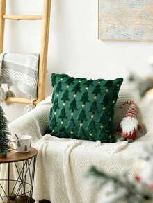 New Single Piece Christmas Jacquard Pillowcase, Jacquard Style Pillowcase For Holiday Decoration, Sofa Pillowcase, Suitable For Living Rooms And Bedrooms. - Green - View 6