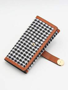 Best-Selling Women's Long Wallet Plaid Snap Foldable Multi-Slot Clutch Bag Fashion Versatile Daily Storage Wallet Bank Card Holder Leather Wallet - Brown - View 4