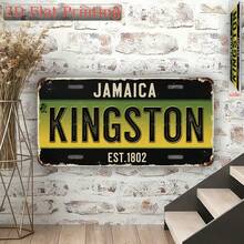 2D Flat Printed, 1pc, Vintage Plaque, Decorative Sign And Ornament, Jamaica Vintage City Sign, For Decoration Only, Industrial Style Sign, Housewarming Gift, Gift For City Lovers (Random Style) - A - View 1