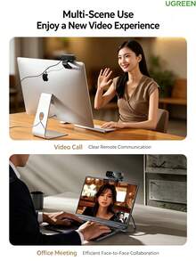UGREEN Webcam komputer, HD 1080P, mikrofon ganda peredam bising terintegrasi, webcam eksternal untuk konferensi video desktop dan laptop. - View 8