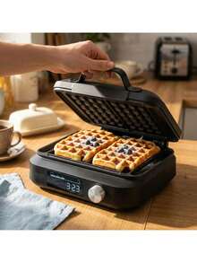CAMRY Waffle Maker With LED Display, Belgian Waffle Iron, Electric Waffle Machine - Digital Display, Non-Stick Plates - EU E Type Plug(220-240V) - View 5