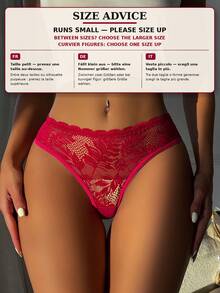 5pcs/Set Floral Lace Underwear Set, Women's Comfortable Lace Trim Bikini Panties - Multicolor - View 7