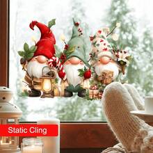 1PC Christmas Faceless Gnome Elf Electrostatic Window Decal, Reusable Home Decor, PVC Non-Adhesive Removable Festive Decoration, Window Display Festive Christmas Window Decal. - JD4480 - View 3