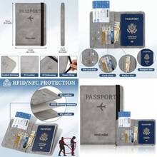 Travel Passport Holder With RFID Blocking - Grey - View 1