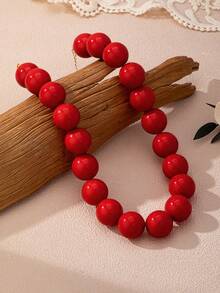 OABE 1pc Bohemian Style Dopamine Jelly Color Round Beaded Necklace, Suitable For Women's Daily Wear, Multiple Colors Available - 20 Beads - View 19