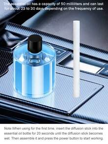 Smart Car Air Freshener Diffuser With Dynamic Lights & Starry Sky Projection, USB Rechargeable, Auto Start/Stop,Adjustable Fragrance Levels, Odor Eliminator,Portable Car Aroma Decor,Perfect Gift For Women,Valentine's Day,Birthday,Wedding & Home Decor - Cylinder - View 7