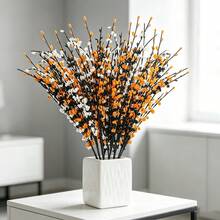 6pcs Creative Fake Berry Branches, Aesthetic Artificial Flower Stems For Living Room Table Centerpiece, Effortless Home Decor - Multicolor - View 2