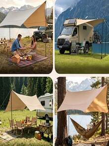 Camping Tarp, Multiple Sizes Available, Waterproof And Tear‑Resistant, Large Sun‑Shading Area, Lightweight And Easy To Store, Suitable For Outdoor Activities, Hammocks, Cars And Picnics - Multicolor - View 6