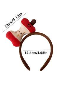 1pc Creative Cute Cartoon Apple Core Headband, Super Adorable Plush Expression Fruit Headband, Funny Photo Prop, Activity Performance Headpiece, Suitable For Face Washing, Makeup, Daily Wear And Party Styling, Birthday Party Hair Accessory, Ideal Gift, Fun Design, Soft Texture - Multicolor - View 4