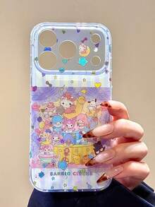 Sanrio 角色系列動物粉色條紋甜美風手機殼，適用於 Apple 17/17 Pro Max/16/15/14/13/12/11，全包覆防震保護殼 - 彩色 - 查看 2