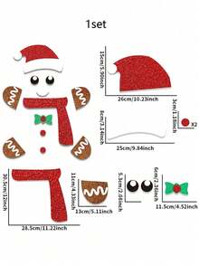 1 Set Cute Christmas Felt Door & Window Sticker Decoration Kit - Reindeer, Snowman, Santa Claus, Snowflake, Christmas Tree And "Merry Christmas" Text Design - For Holiday Home Decor, Creating Festive Atmosphere And Seasonal Celebration (Includes Adhesive Dots) - Multicolor - View 14