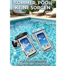 Wasserdichte Handy-Tasche, hochtransparenter PVC-Material, geeignet für Schwimmen, Tauchen und Strandurlaub. In Schwarz und Blau erhältlich, kompatibel mit Handys unter 7,2 Zoll. - Blau + Schwarz - Übersicht 3
