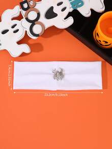 1pc Personalized Metal Spider Wide Elastic Hairband, Comfortable Halloween Theme Outfit Party Decoration Headband - Multicolor - View 2