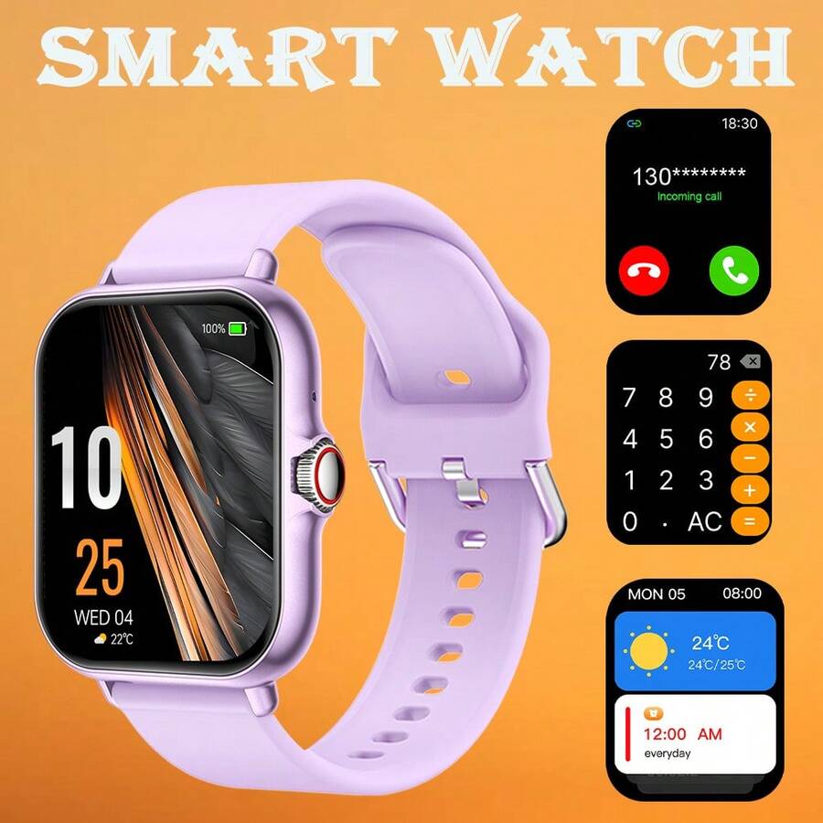 Unisex Smartwatch With Comfortable Silicone Strap, Supports Making And Receiving Calls, Message Notifications, Music Control, Alarm, Remote Camera, 180mAh Battery, 1.83-Inch Full-Screen Touch Display, Compatible With Android And IOS Systems,
