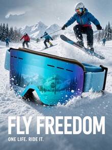 Large Frame Full-Coverage Double-Layer Anti-Fog Ski Goggles, Frameless Design With Detachable Lenses, Unisex - Suitable For Winter Skiing, Snowboarding, Outdoor Sports, Professional Grade Ski Glasses, Couple Style - Double-Layer Foam For Comfortable And Breathable Wear, Includes Portable Goggle Case - A - View 5