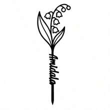 1pc Customized Floral Memorial Stake, Metal Tombstone, Rose Cemetery Plaque, Birth Flower, Memorial Garden Stake - Black - View 35