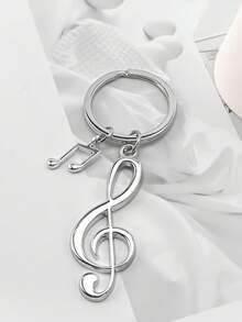1pc Creative Music Note Earphone Keychain Chic Music Element Small Gift Pendant Metal Note Keyring For Friends And Girlfriends Car Accessories Bag Charm School Cute Goth Y2k Gifts For Mother, Father, Graduation, And Teacher - Silver - View 4