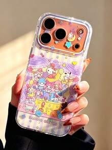 Sanrio 角色系列動物粉色條紋甜美風手機殼，適用於 Apple 17/17 Pro Max/16/15/14/13/12/11，全包覆防震保護殼 - 彩色 - 查看 5