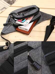 1pc Men's Nylon Waist Bag - Adjustable Shoulder Strap, Multiple Zipper Pockets, Outdoor Sports Waist Bag, Suitable For Daily Commute, Multi-Functional Travel Bag Korean Style Adjustable Shoulder Strap Bag, Unisex, Multiple Colors - Multicolor - View 2