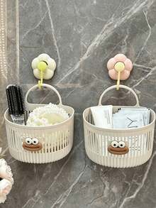 Bathroom Wall-Mounted Storage Basket - (Free Transparent Hooks) Wall-Mounted Storage Basket With Funny Big Mouth Decoration, Space-Saving, Bathroom Decor Accessory, Suitable For Sink And Bathroom, Used For Storing Toothpaste, Toothbrush, Comb, Soap And Other Items - Multicolor - View 6