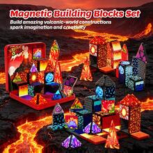 3D DIY Creative Magnetic Tiles, Colorful Theme Children's Magnetic Building Blocks Gift Set, Easily Assemble Multiple 3D Shapes, Early Education Intellectual Development And Hands-On Thinking, Suitable For Parent-Child Interactive Role-Playing Games, Exquisite Gift Box, Suitable For Boys And Girls, Premium Children's Birthday Gift, Holiday Party Gift - Multicolor - View 4