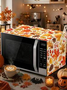 1pc 35x90cm Autumn Microwave Dust Cover, Polyester Material, Maple Leaf, Pumpkin, Berry, Sunflower Pattern, Dust-Proof And Stain-Resistant, Suitable For Kitchen, Bedroom, Garden Decoration, Perfect Thanksgiving Gift - Multicolor - View 6