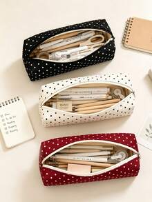 Cute Polka Dot Pencil Case, Large Capacity, Student Pencil And Pen Storage Bag, Multi-Function Zipper Pouch, Lightweight And Portable, Suitable For Students, Exams, Office And Daily Use, Back To School (Random Zipper Style) - Multiple Styles - View 3