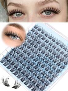 YIDUO 110Pcs Wispy C Curl Lash Clusters Individual Cluster Lashes Mixed Length 10‑16mm,Ultra‑Thin Soft Band DIY Eyelash Extensions, Cat Eye Round Eye Look,Reusable False Lashes For Beginners Daily Party Halloween Holiday Makeup Gift - Multicolor - View 1