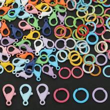 120pcs DIY Keychain Making Parts Random Mixed Colors Include 40pcs Lobster Clasp + 80pcs Jump Rings, Zinc Alloy Spring Clasp Hook Connector Suitable For Braided DIY Keychain Pet Collar Connector Open Connection Ring Bag Charm Keychain Accessories Making Materials DIY Keychain Accessories Making - Lobster Buckle & Jump Ring - View 5