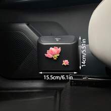 1pc Resin Peach Blossom Cherry Blossom Car Trash Can, Multi-Functional Car Door Hanging Storage Bucket, Floral Decorative Accessory, Front And Rear Row Umbrella And Miscellaneous Item Storage, Car Interior Organizer - Multicolor - View 4