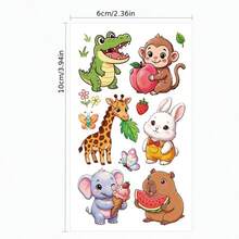 10 Sheets Forest Animal Theme Party Temporary Tattoo Stickers, Elephant Capybara Giraffe Parrot Peacock Penguin Multi-Pattern Design, Holiday Party Gift Fillers, Makeup Performance Body Art Decoration Temporary Fake Tattoos - Multicolor - View 6