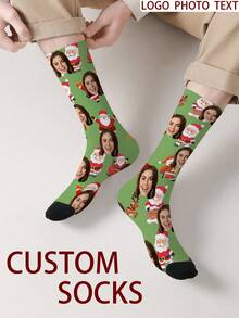 1 Pair Customized Face Pattern Socks, Personalized Photo Socks, Custom Printed Socks, Funny Face Socks, Custom Pattern Socks, Print Any Face Pattern On Socks, Anniversary Gift, Valentine's Day Gift, Unique Birthday Gift, Customized Collectible Gift - Multicolor - View 12